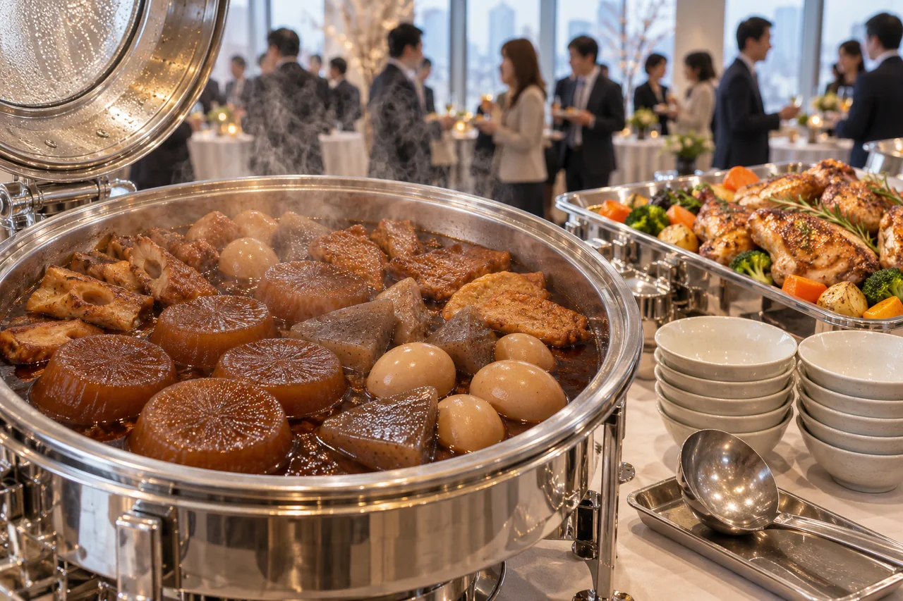 保温器で温かいまま提供する名古屋味噌おでんのイメージ