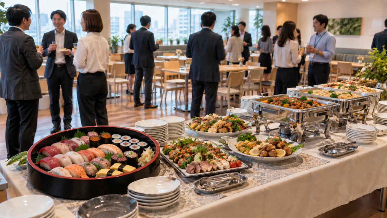 社内懇親会のビュッフェ