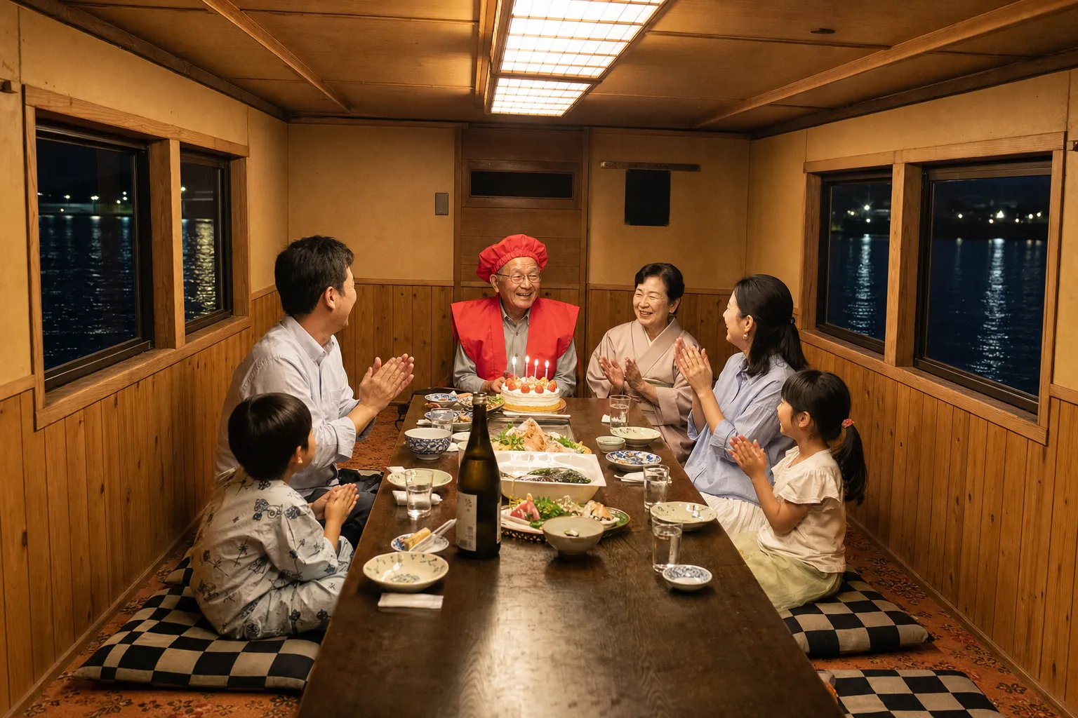 三世代で囲む、還暦のお祝い