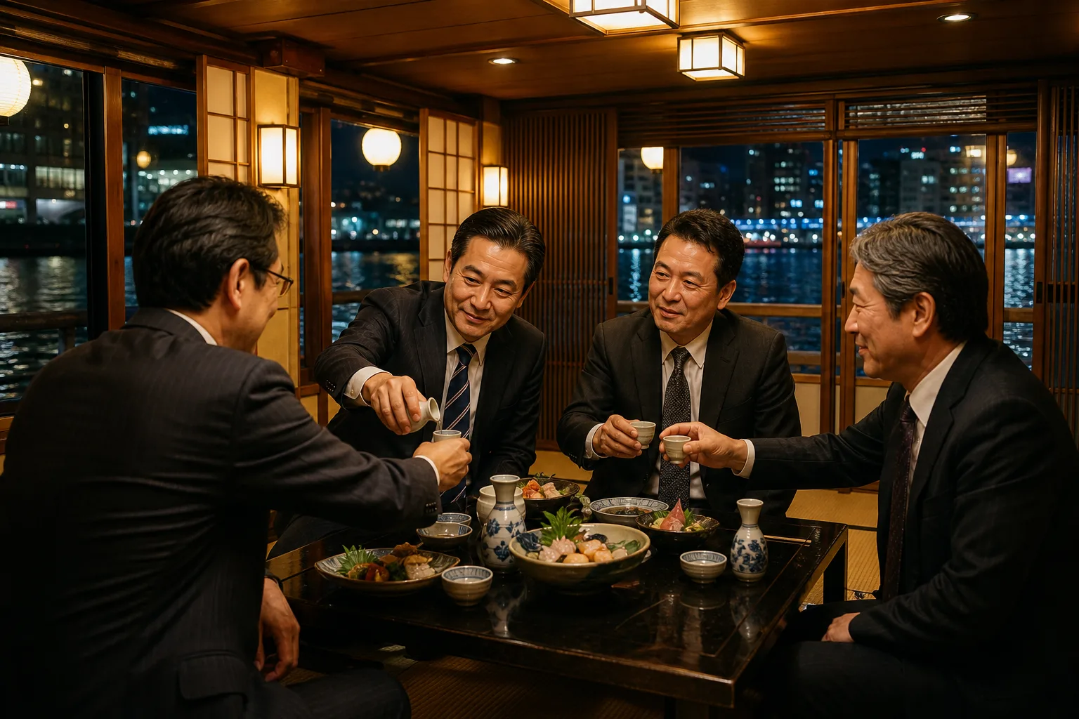 杯を交わしながら、ゆっくりと商談の続きを